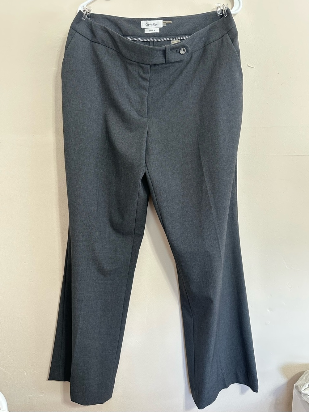 Calvin Klein Classic Fit Gray Dress Pants Size 14P Stretch Trousers